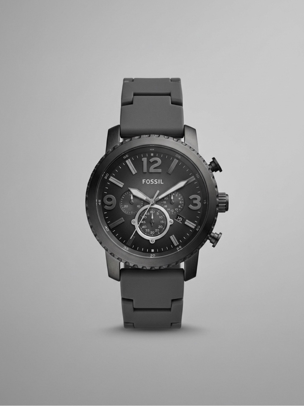 Fossil Men's Gray Silicone Strap Chronograph Watch